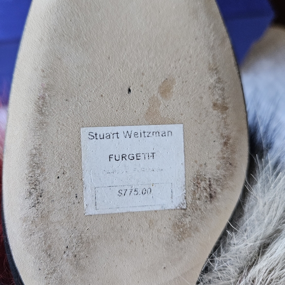Stuart Weitzman Furgetit Fox Fur Flats Multicolored Mules Size M5.5 - Picture 10 of 17